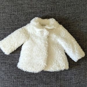 First Impressions baby girls' white faux fur coat